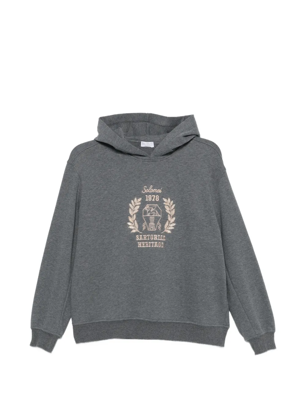 Brunello Cucinelli logo-embroidered hoodie - Grey
