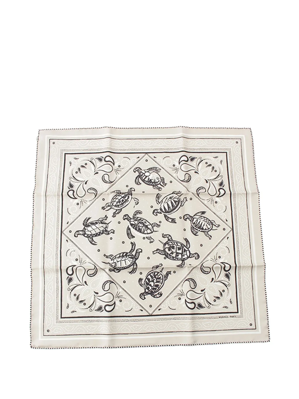 Hermès Pre-Owned 2010-2026 Les Tortues Silk Bandana 55 scarves - Marrone