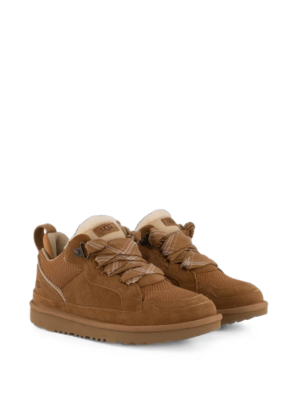 UGG Kids Lowmel suede-panelled shearling-lined sneakers - Marrone