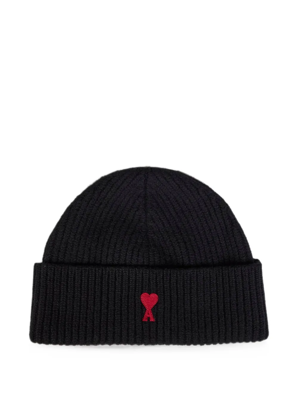 Ami Alexandre Mattiussi Black Wool Beanie With Ami De Coeur