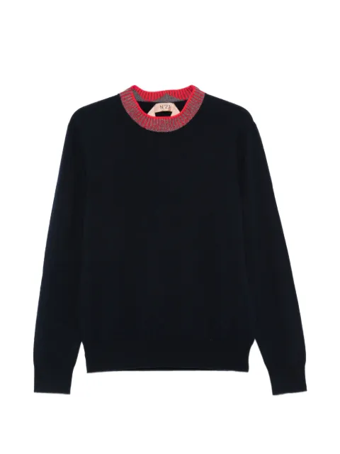 Nº21 Trui met contrasterende afwerking en ronde hals