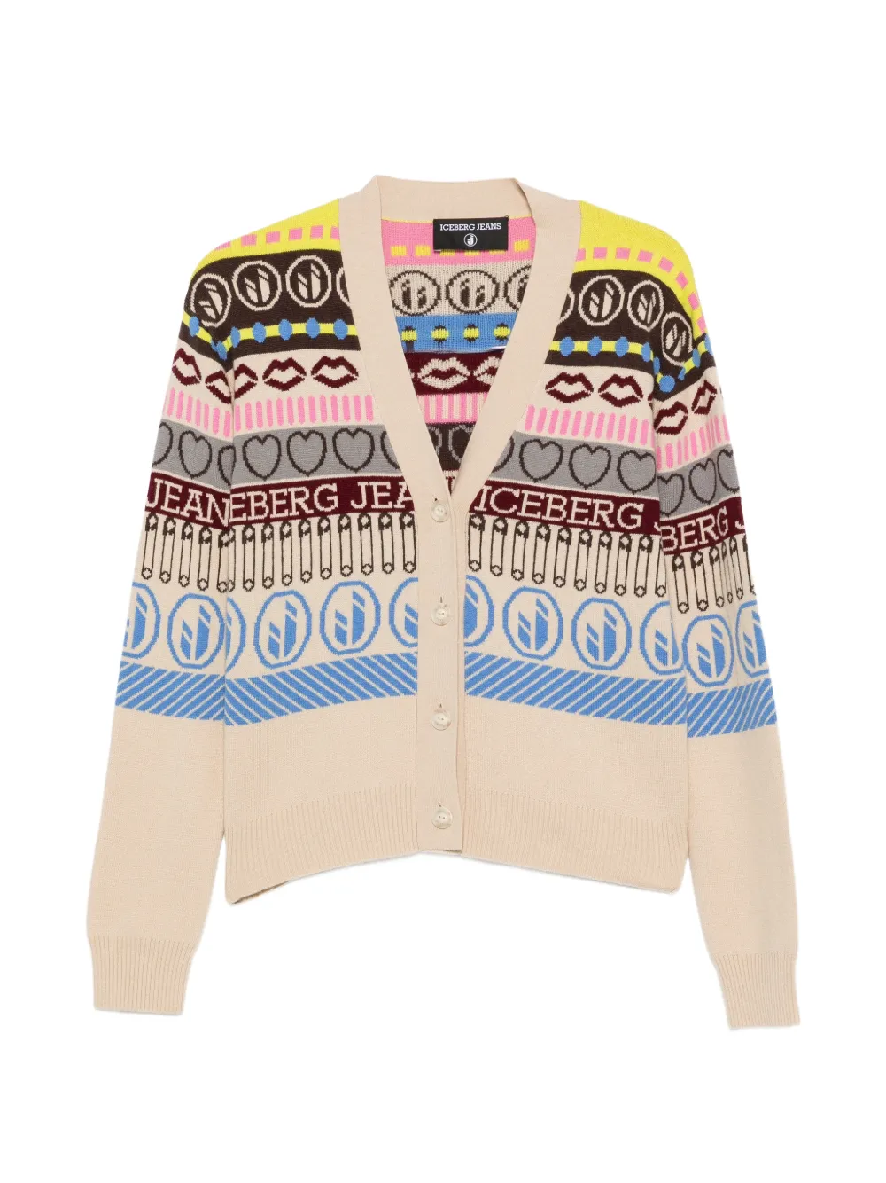 Iceberg intarsia-knit logo-print cardigan