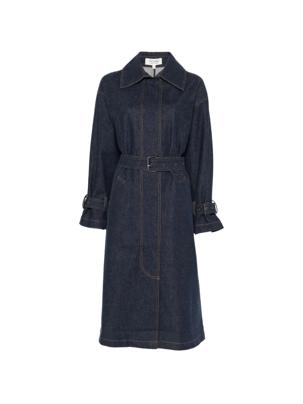 PSOPHIA belted denim coat - Blau