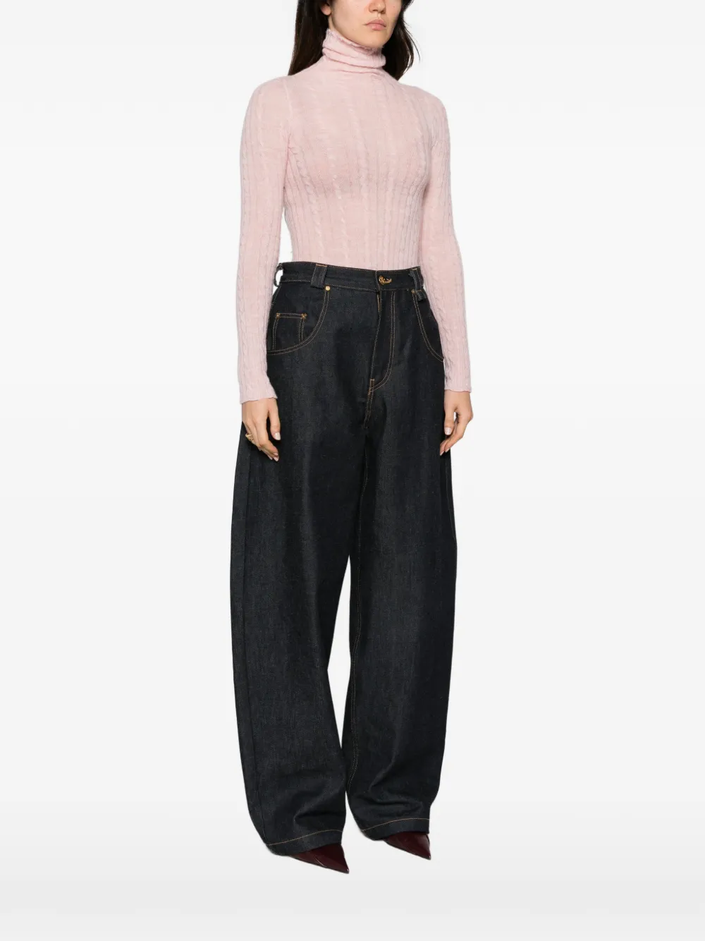 Haikure Margie cable-knit bodysuit Roze