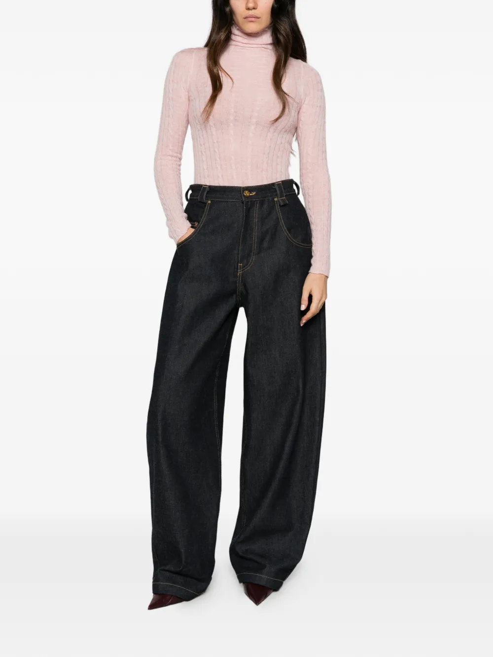 Haikure Margie cable-knit bodysuit Roze