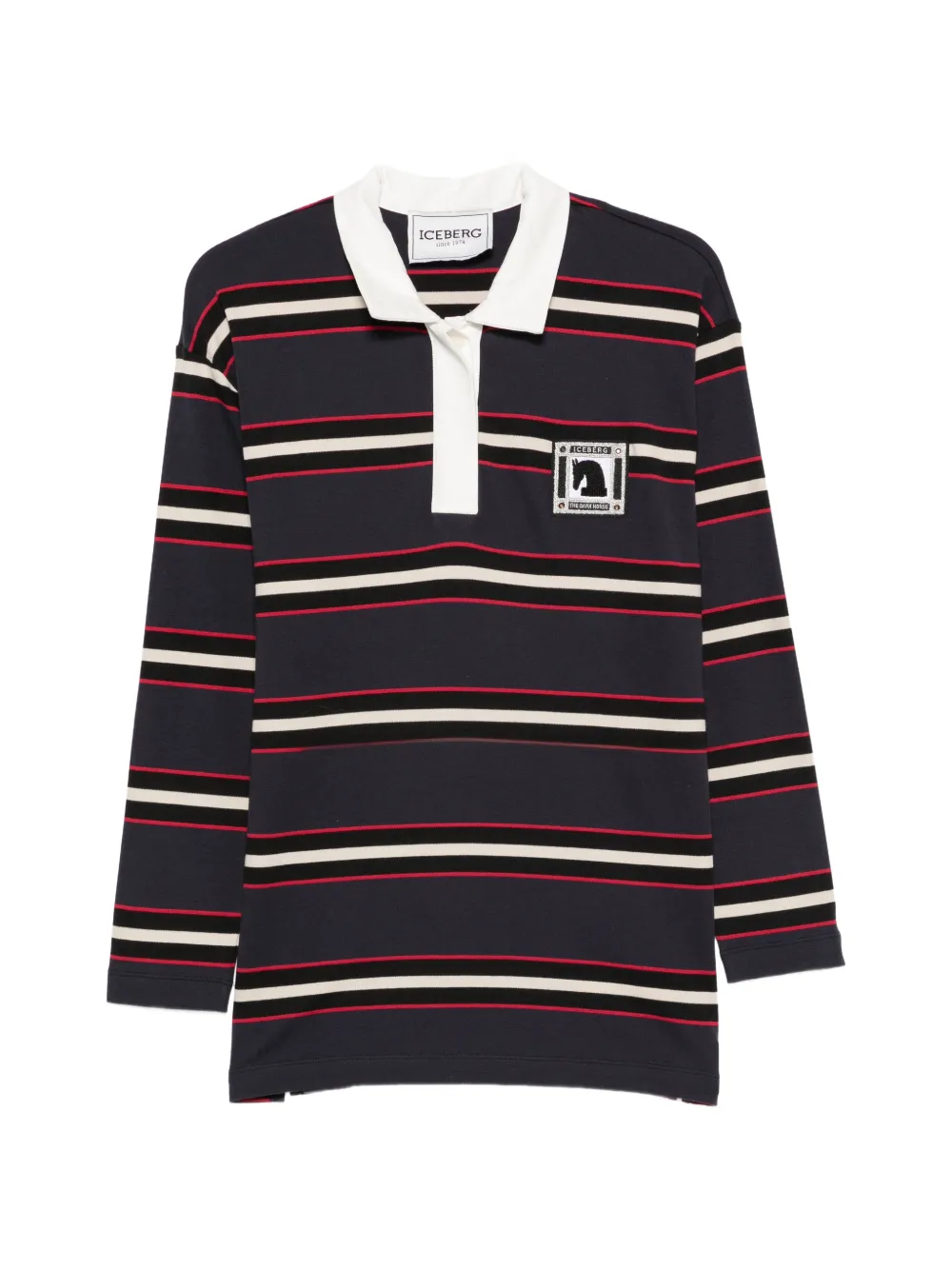Iceberg striped logo-patch polo top