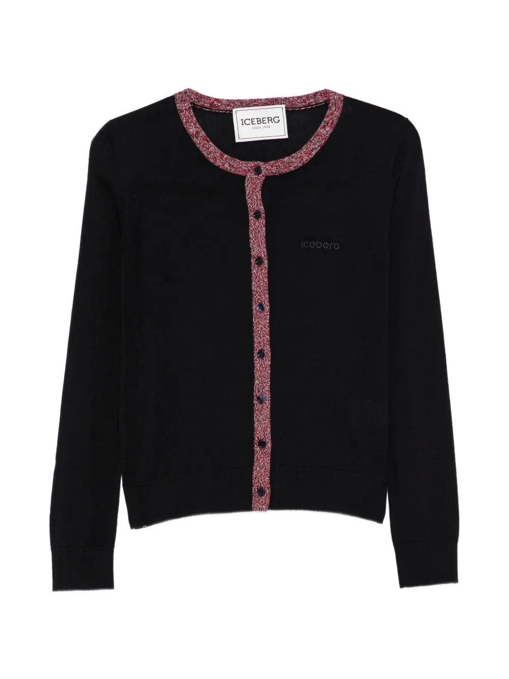 Iceberg logo-embroidered marl-trim cardigan