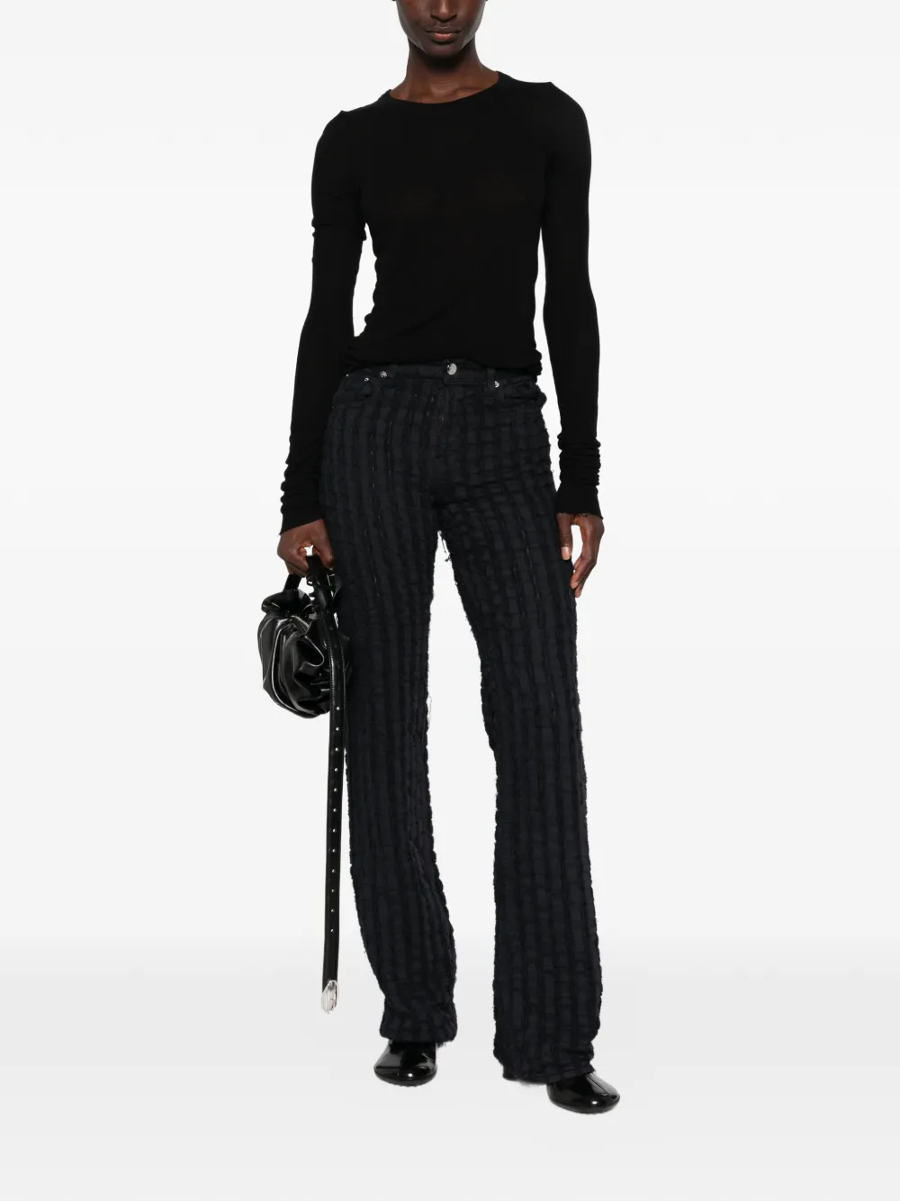 Haikure Star Bull Stripe geruite jeans Zwart