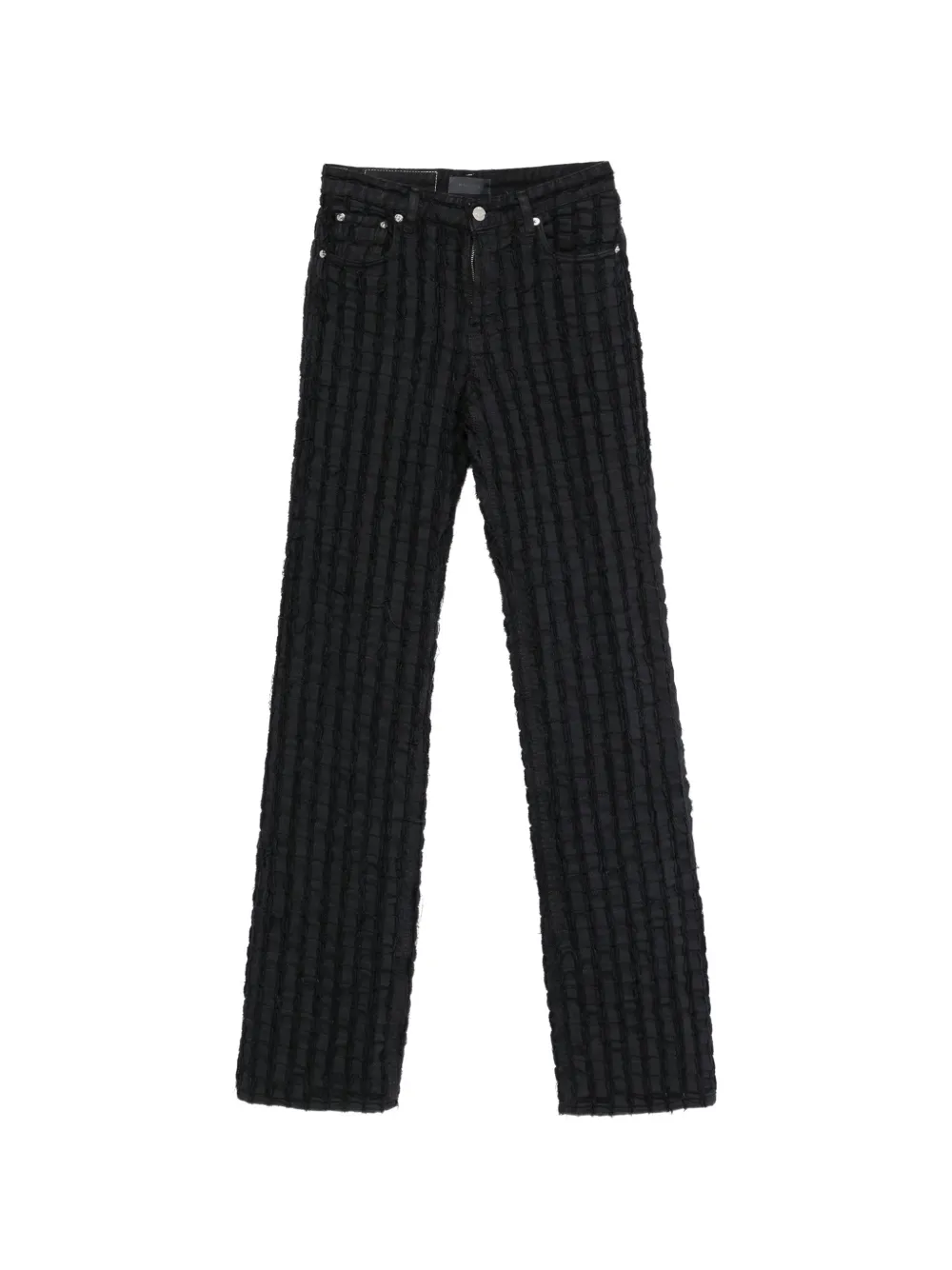 Haikure Star Bull Stripe distressed checked jeans - Nero