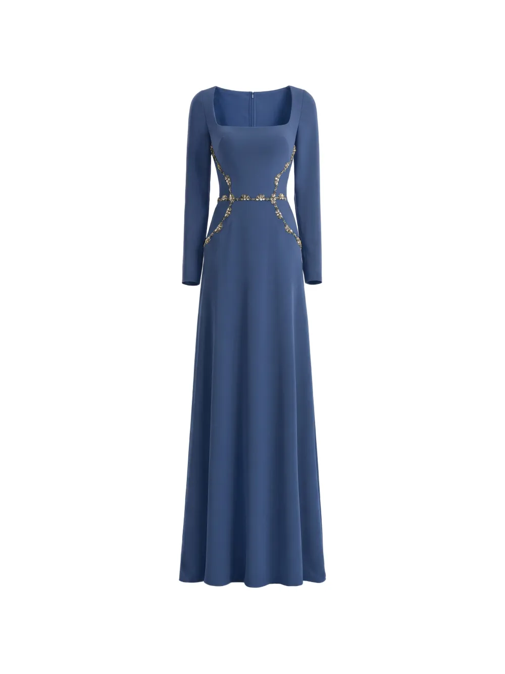 Gemy Maalouf beaded-waist square-neck dress - Blue