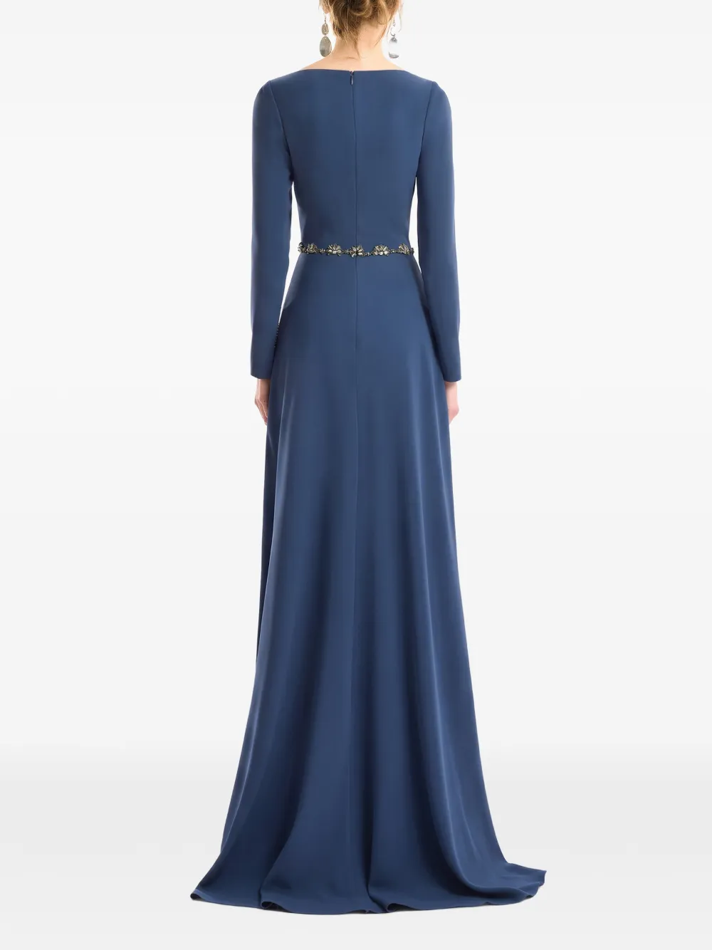 Gemy Maalouf Jurk met vierkante hals en taille met kralen Blauw