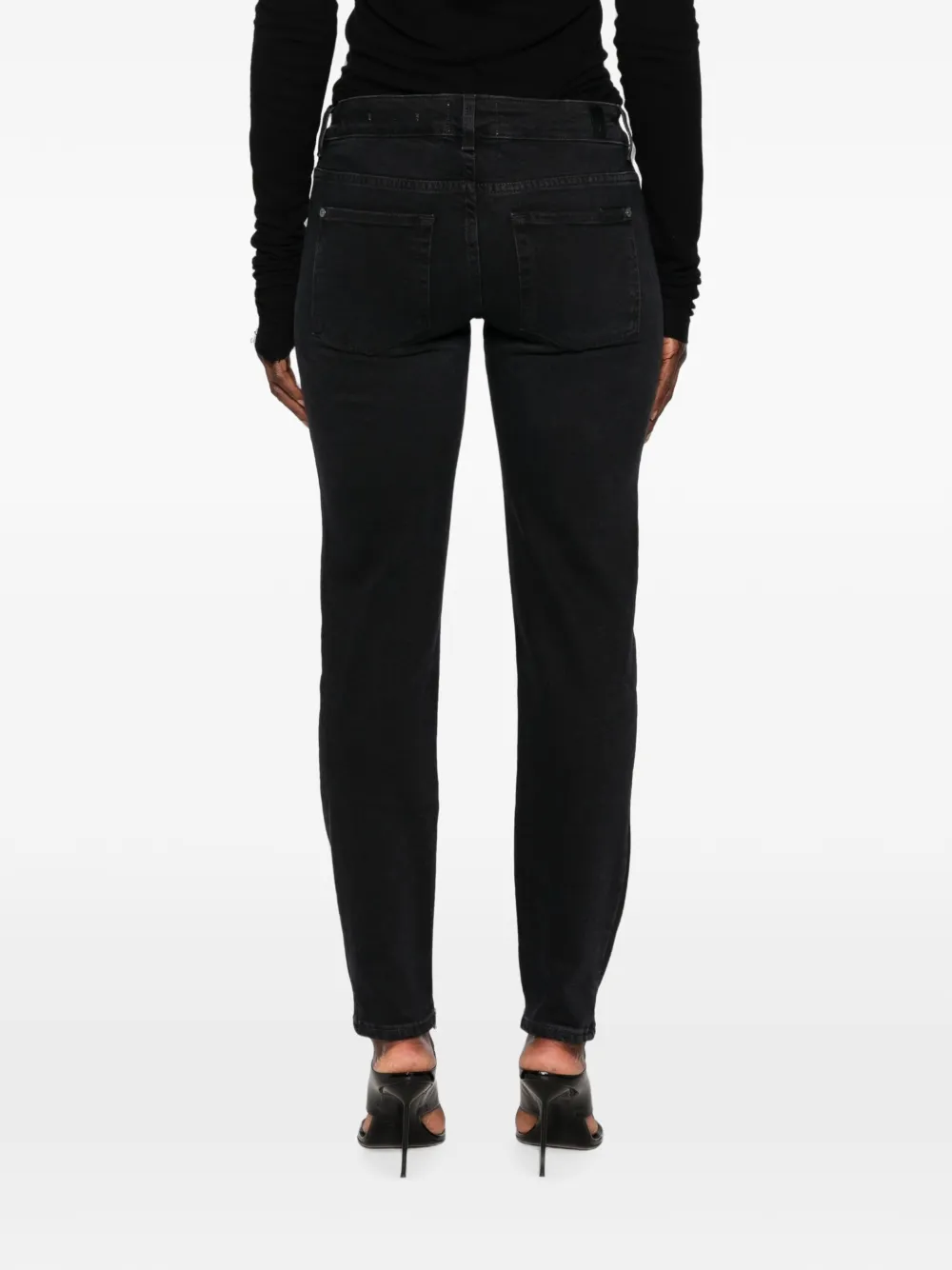 7 For All Mankind Jeans met gecoat ritsdetail Zwart