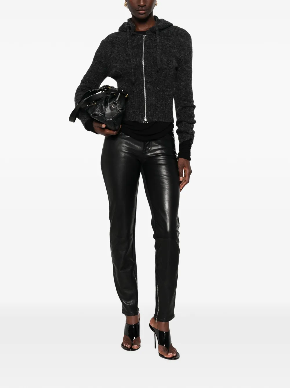 7 For All Mankind Jeans met gecoat ritsdetail Zwart