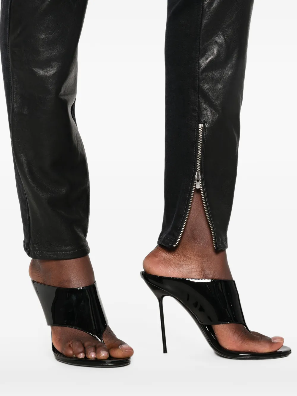 7 For All Mankind Jeans met gecoat ritsdetail Zwart