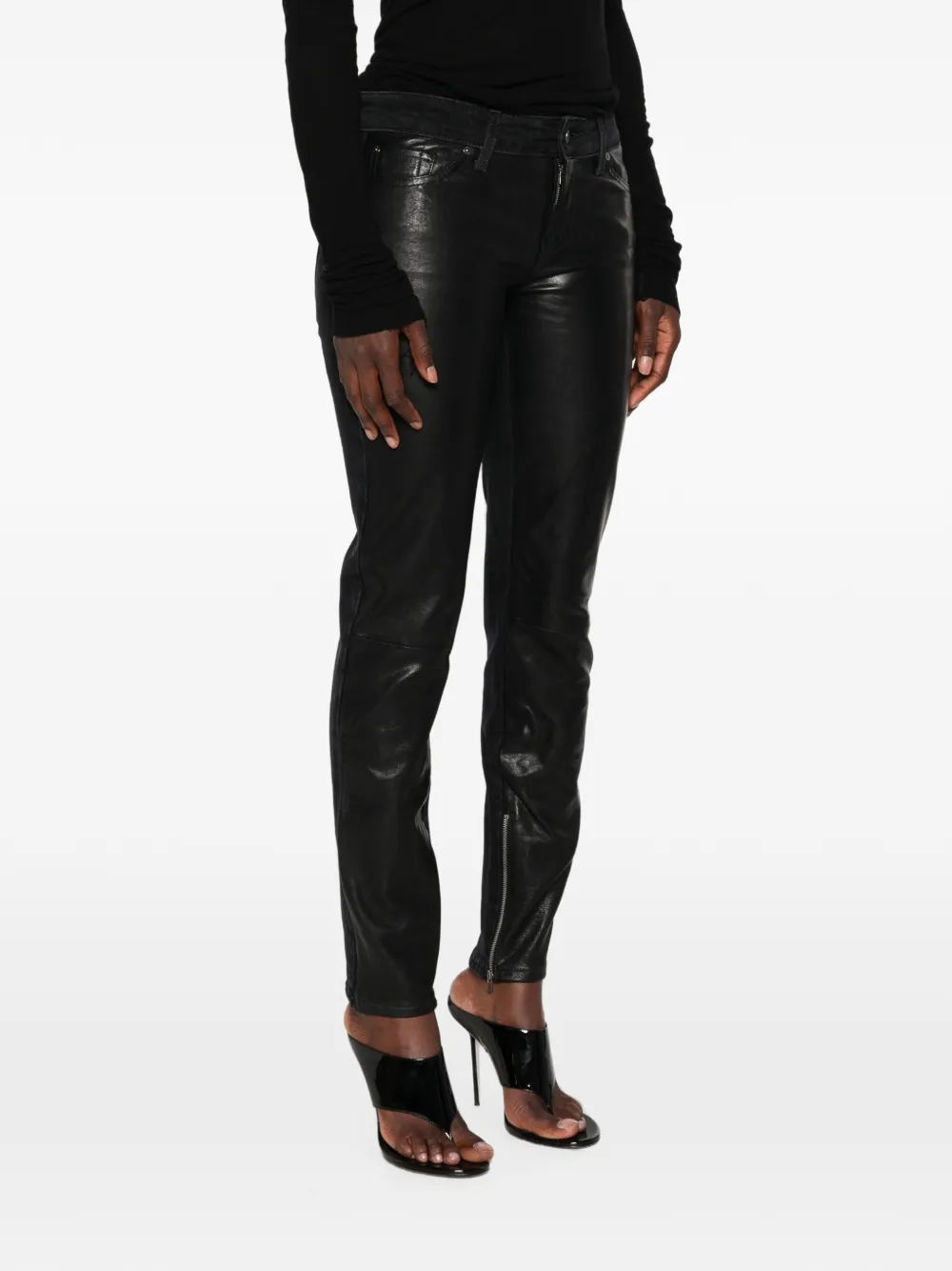 7 For All Mankind Jeans met gecoat ritsdetail Zwart