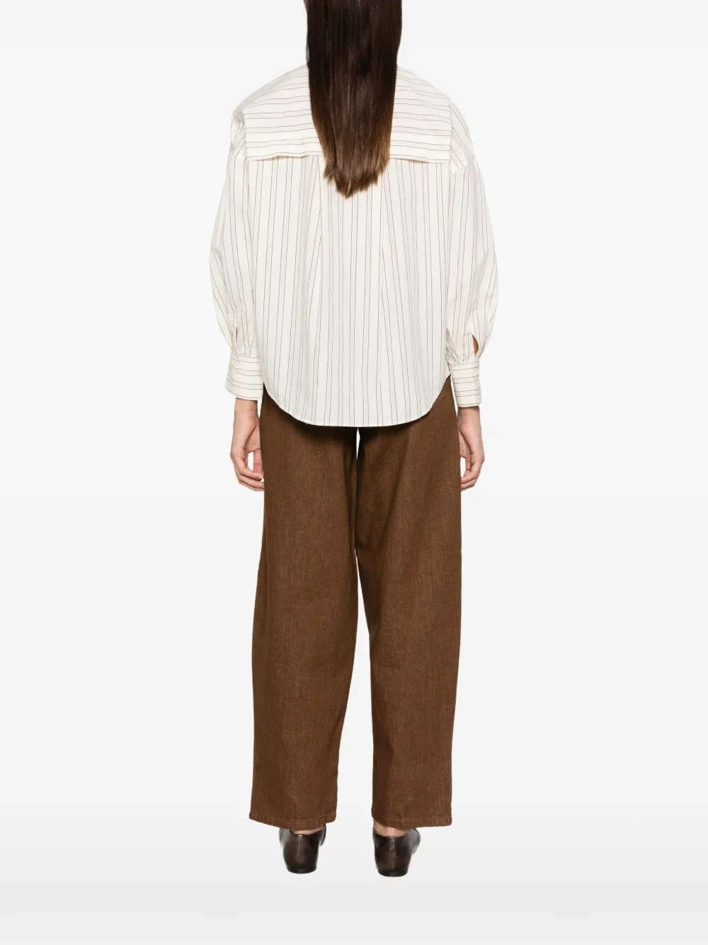 Sessùn Cecily gestreepte blouse met strik Beige