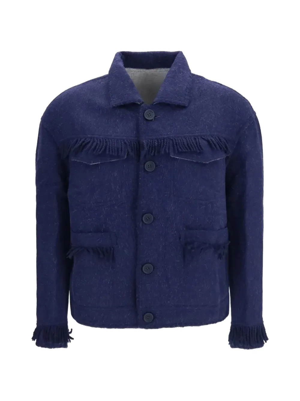 Baziszt Vedu reversible fringed jacket
