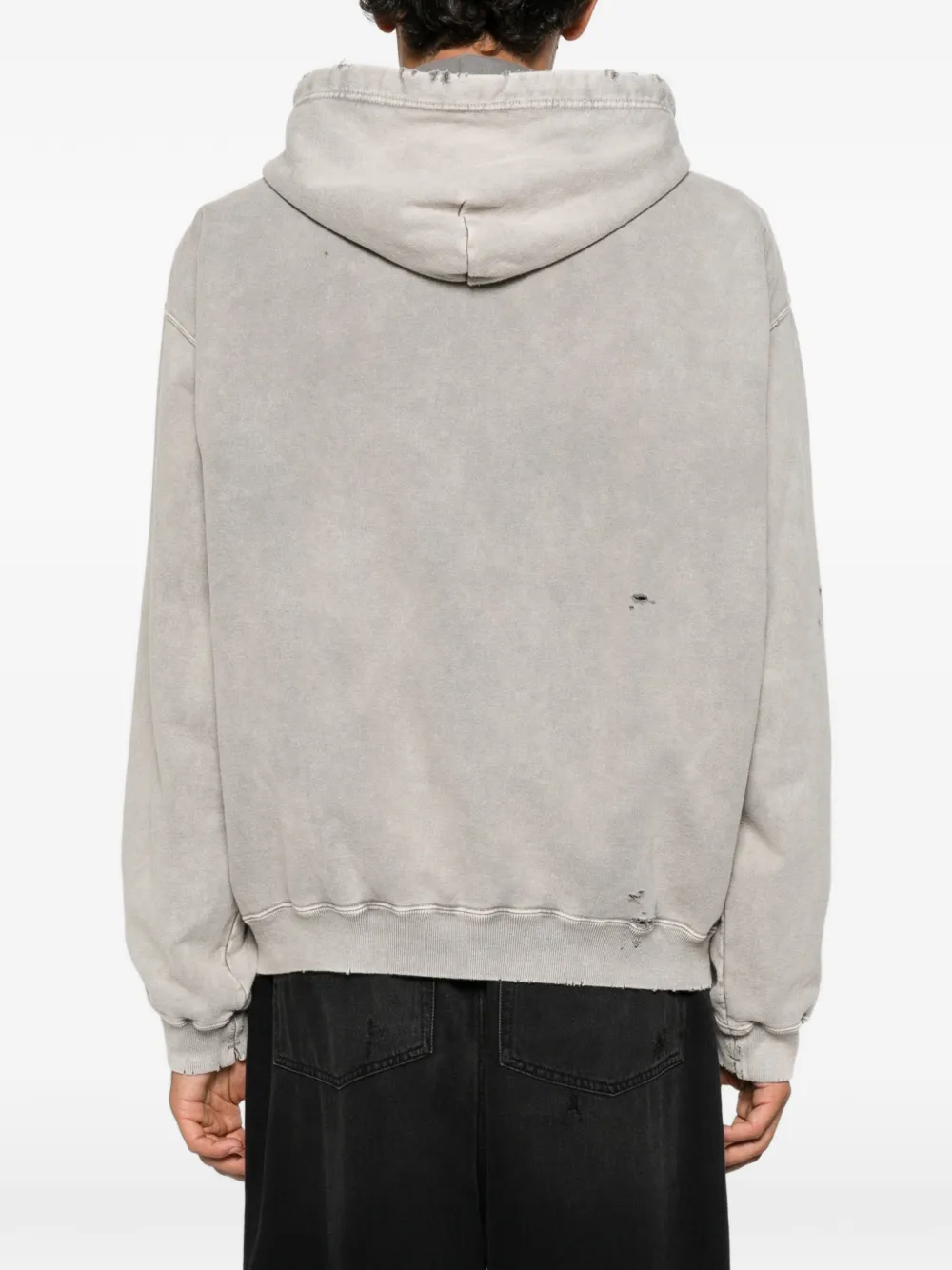 Maison MIHARA YASUHIRO distressed-effect zip-up hoodie Grijs