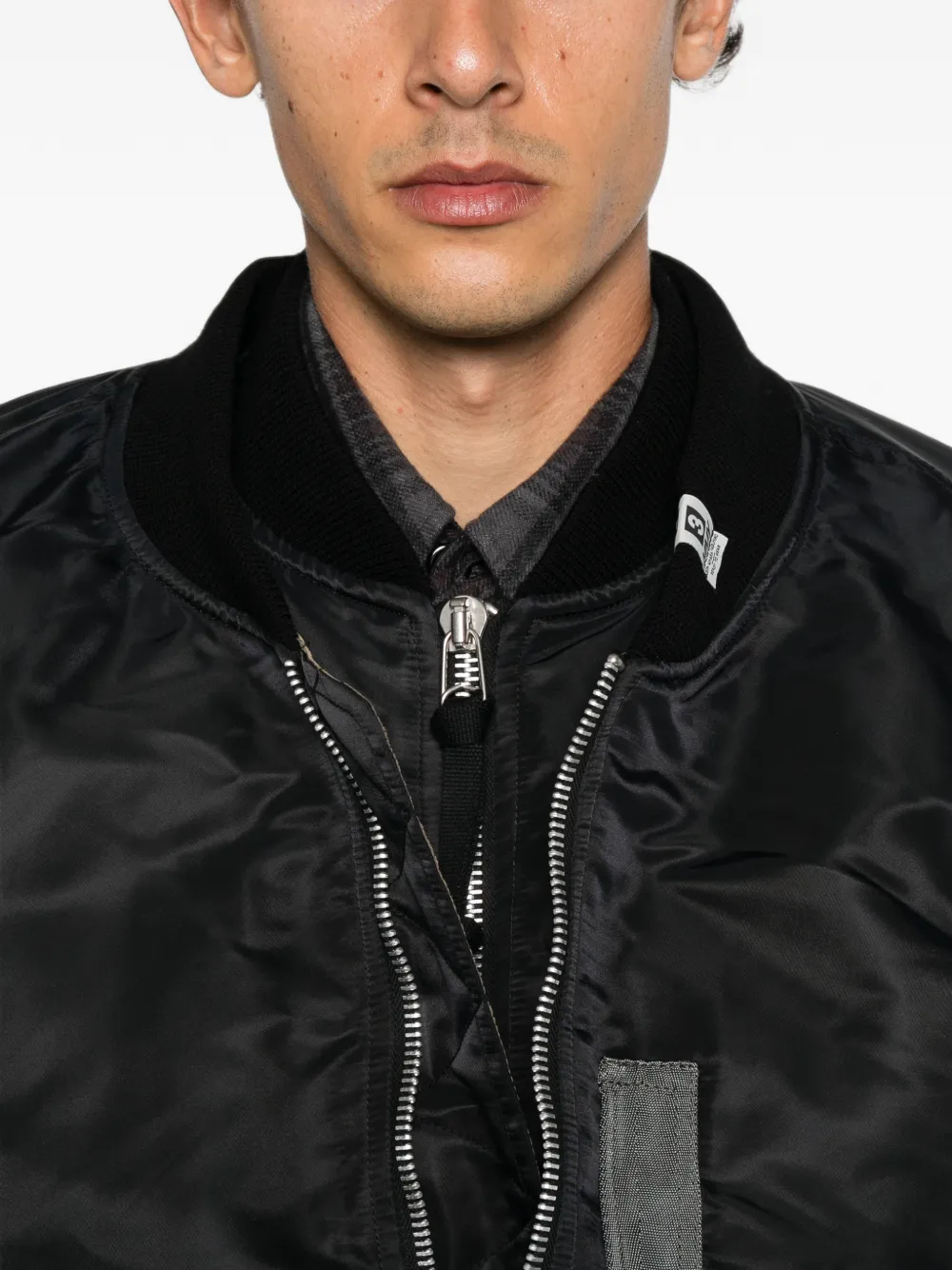 Maison MIHARA YASUHIRO panelled layered-effect bomber jacket Zwart