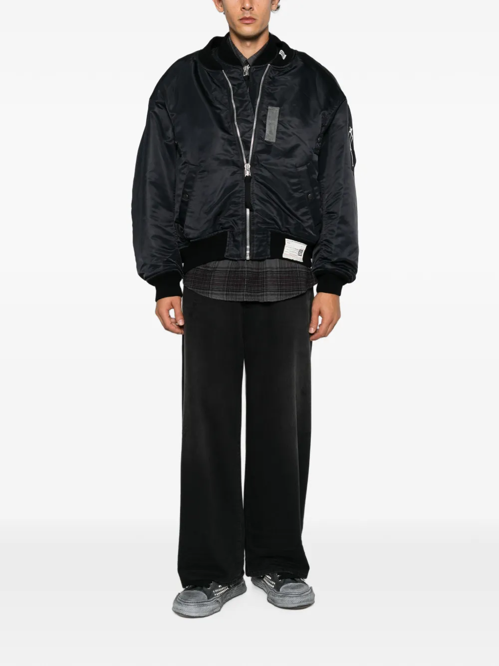 Maison MIHARA YASUHIRO panelled layered-effect bomber jacket Zwart
