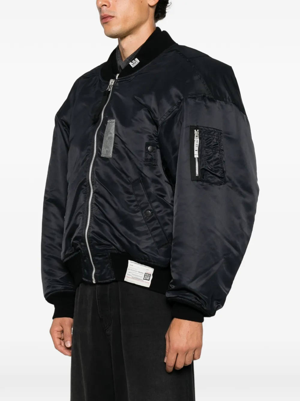 Maison MIHARA YASUHIRO panelled layered-effect bomber jacket Zwart