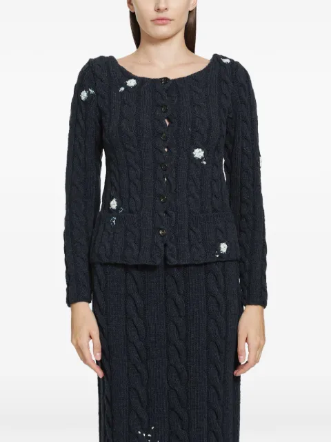 PILLINGS embroidered cable-knit cardigan