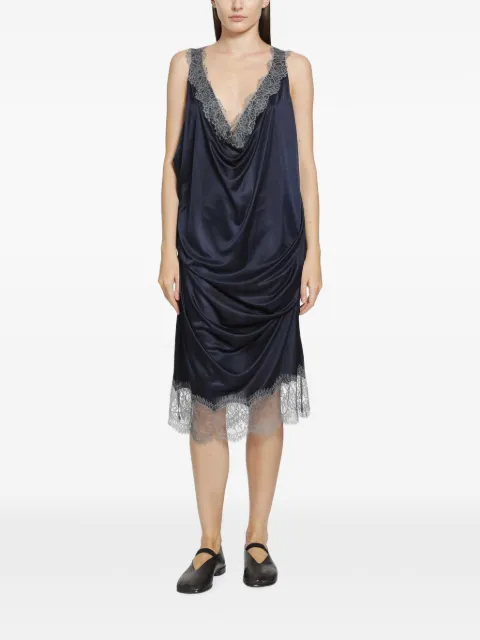 PILLINGS lace-trimmed draped midi dress