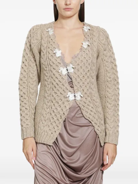 PILLINGS cable-knit embellished cardigan