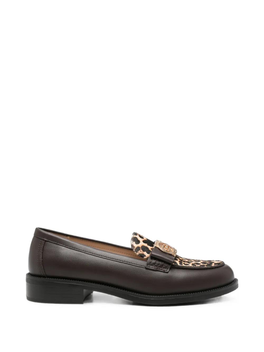 LIU JO leopard-print logo-plaque loafers - Marrone