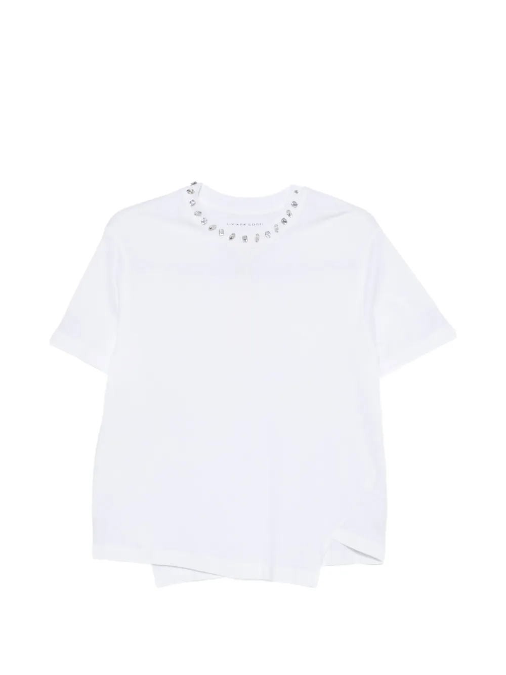 Liviana Conti crystal-embellished layered-hem T-shirt - Bianco