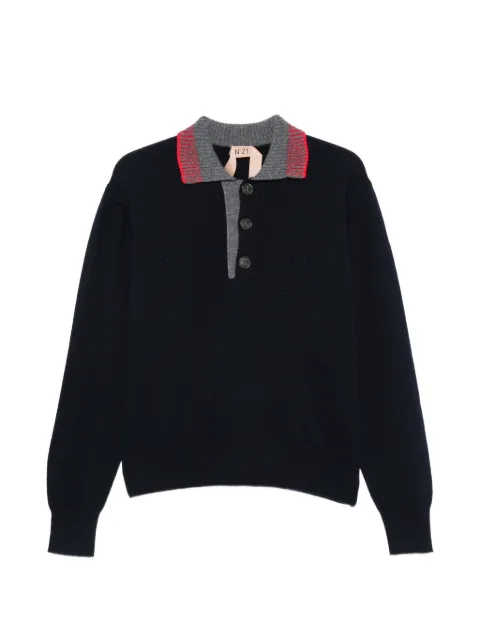 Nº21 contrast-collar polo top