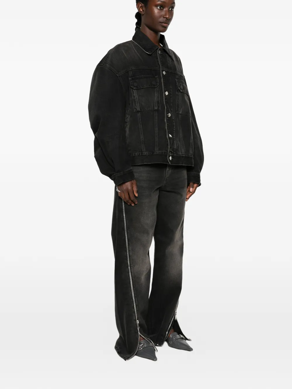 Haikure Legacy denim jack met ritsdetail Zwart