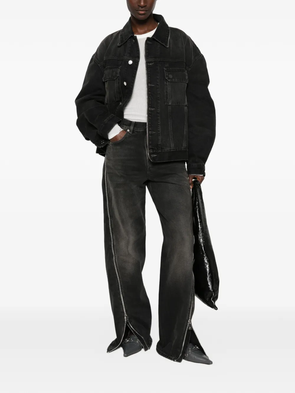 Haikure Legacy denim jack met ritsdetail Zwart