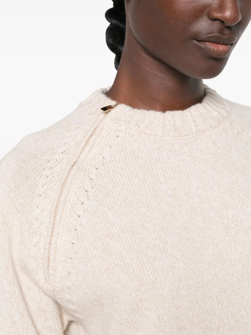 Ba&Sh zip-detail cable-knit sweater Beige
