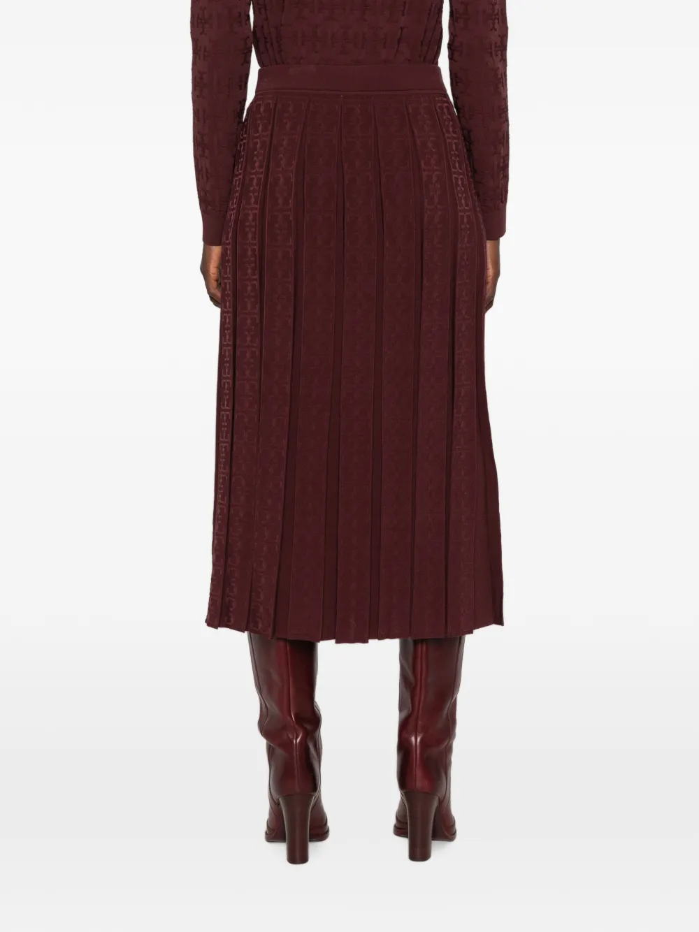 Tory Burch logo-monogram pleated midi skirt Rood