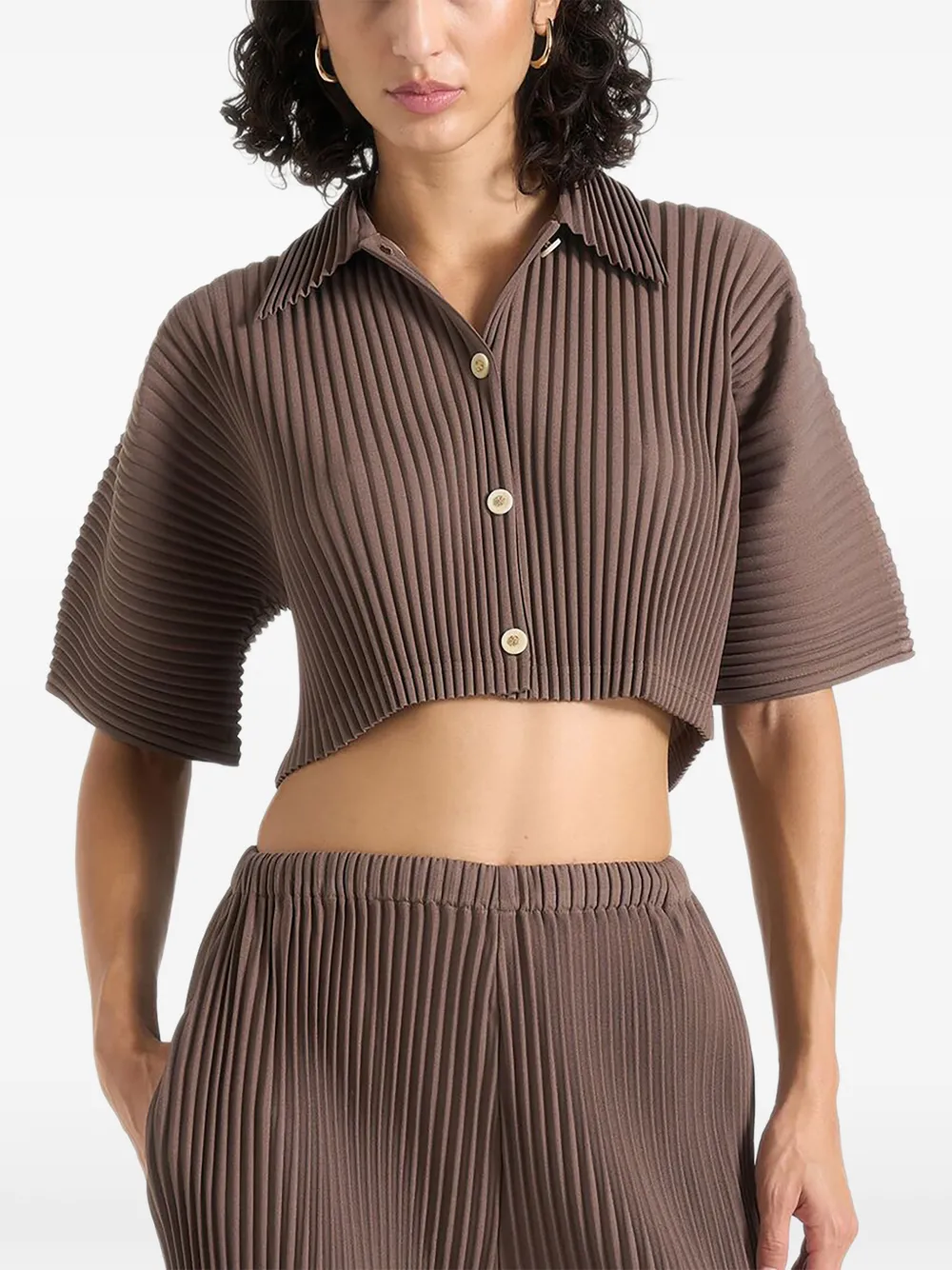 Manière De Voir Camicia crop Mona in taupe - Marrone