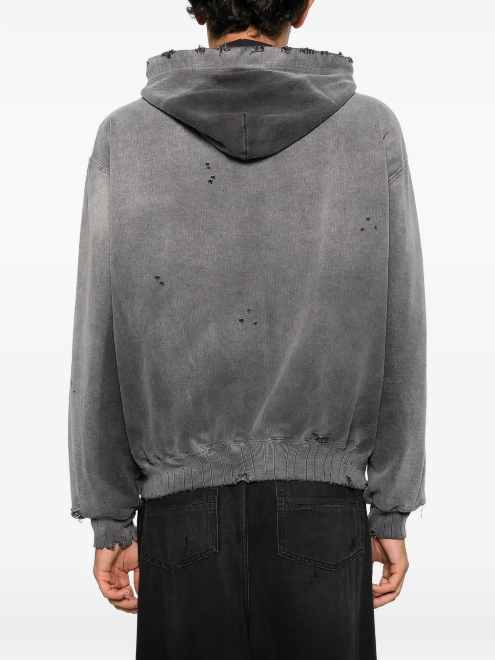 Maison MIHARA YASUHIRO distressed logo-print jacket Zwart