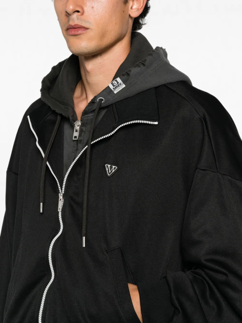 Maison MIHARA YASUHIRO logo-patch zip-up jacket Zwart