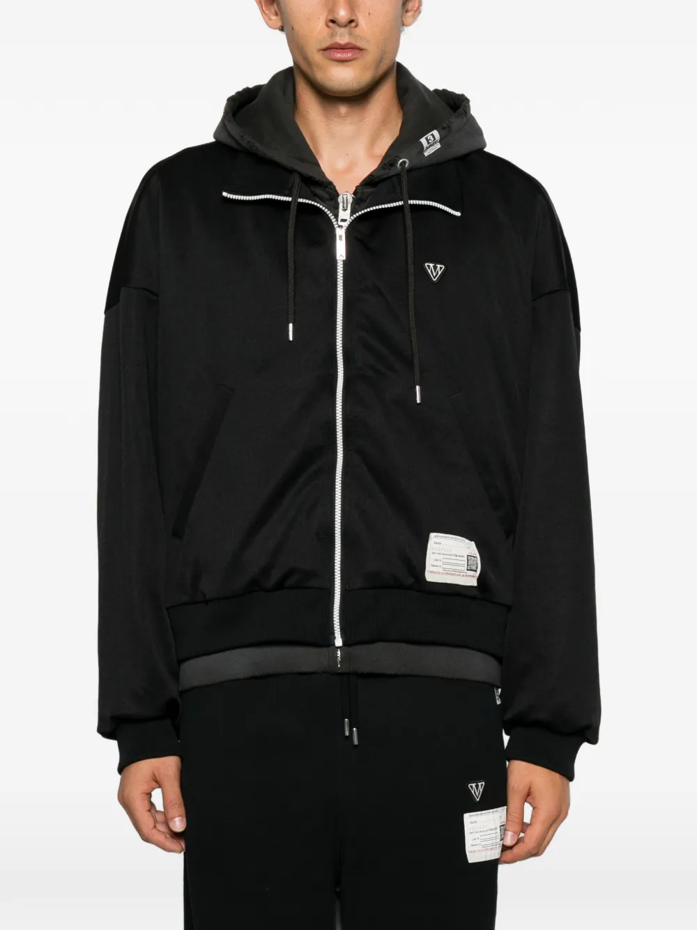 Maison MIHARA YASUHIRO logo-patch zip-up jacket Zwart