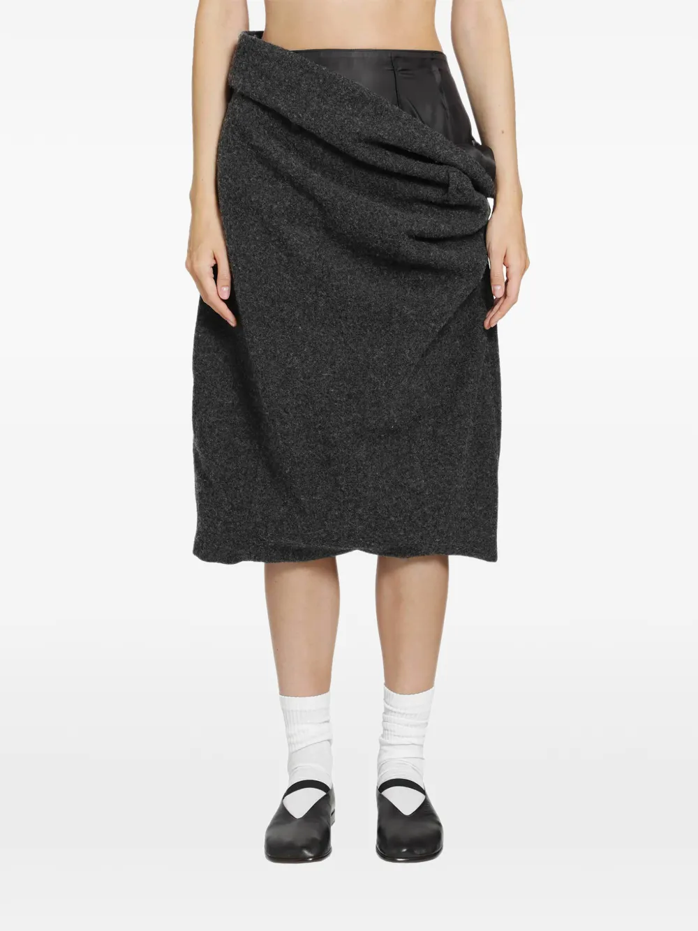 PILLINGS draped wool midi skirt - Grigio