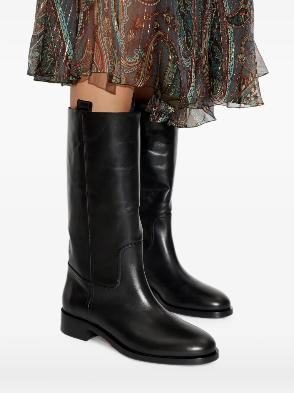 Aeyde Theo knee-high leather boots Zwart