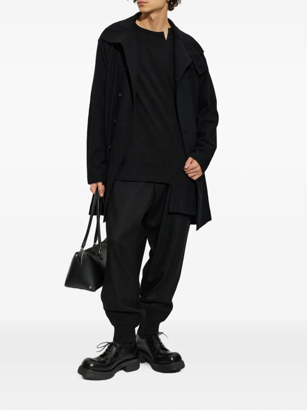 Yohji Yamamoto Asymmetrisch T-shirt met lange mouwen Zwart