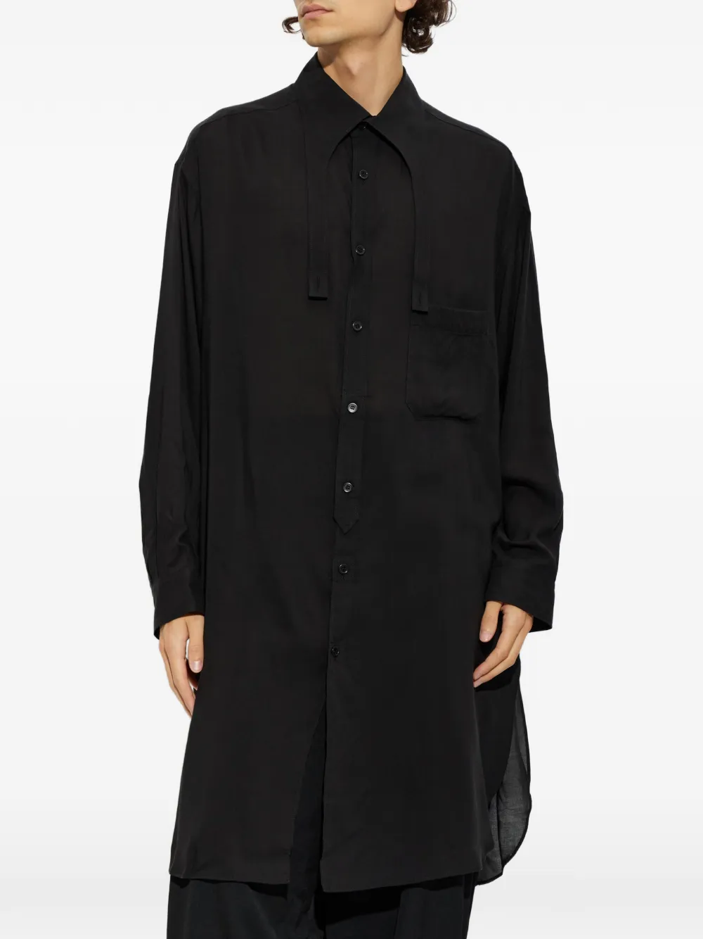 Yohji Yamamoto Oversized lang overhemd Zwart