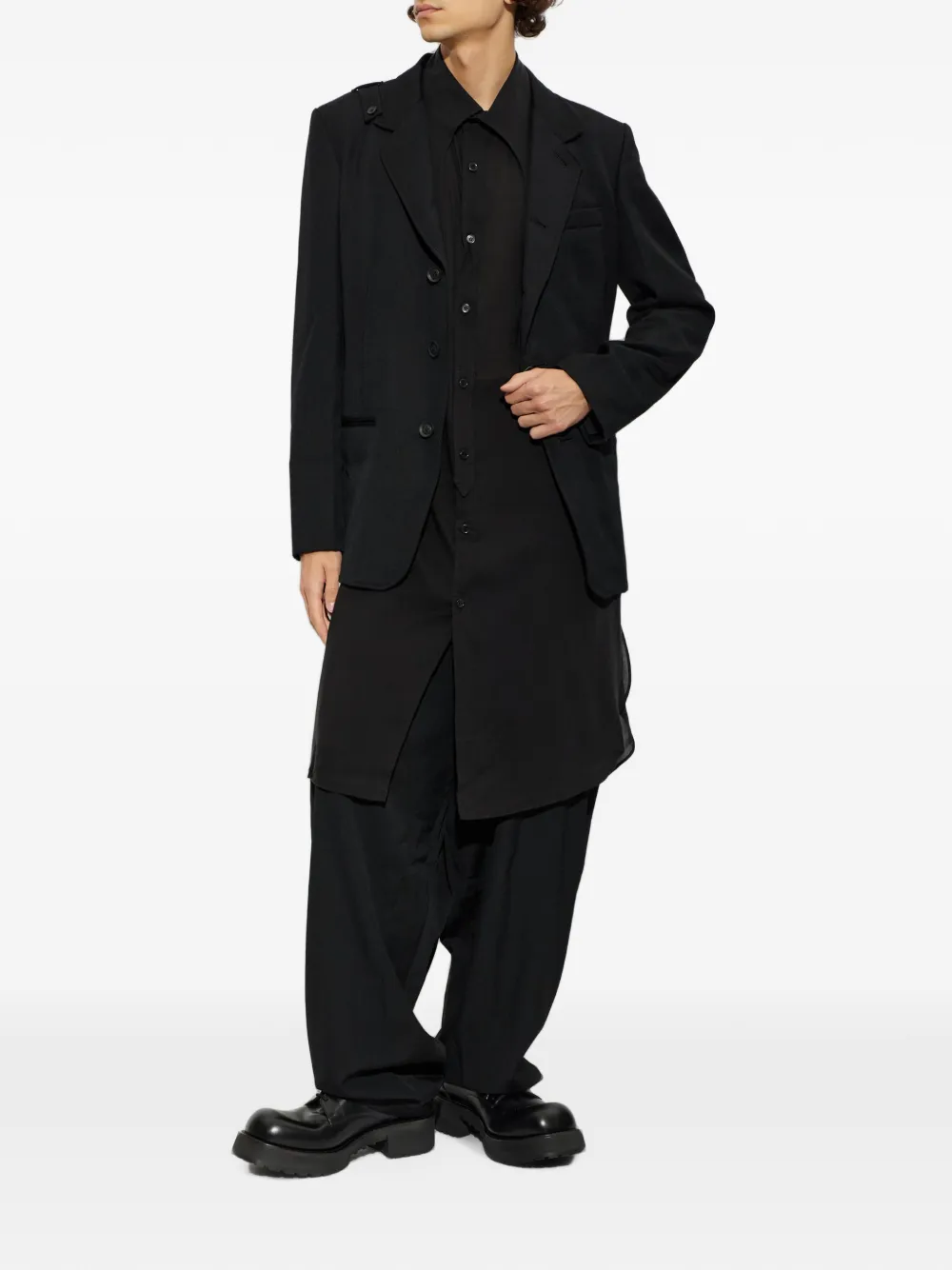 Yohji Yamamoto Oversized lang overhemd Zwart
