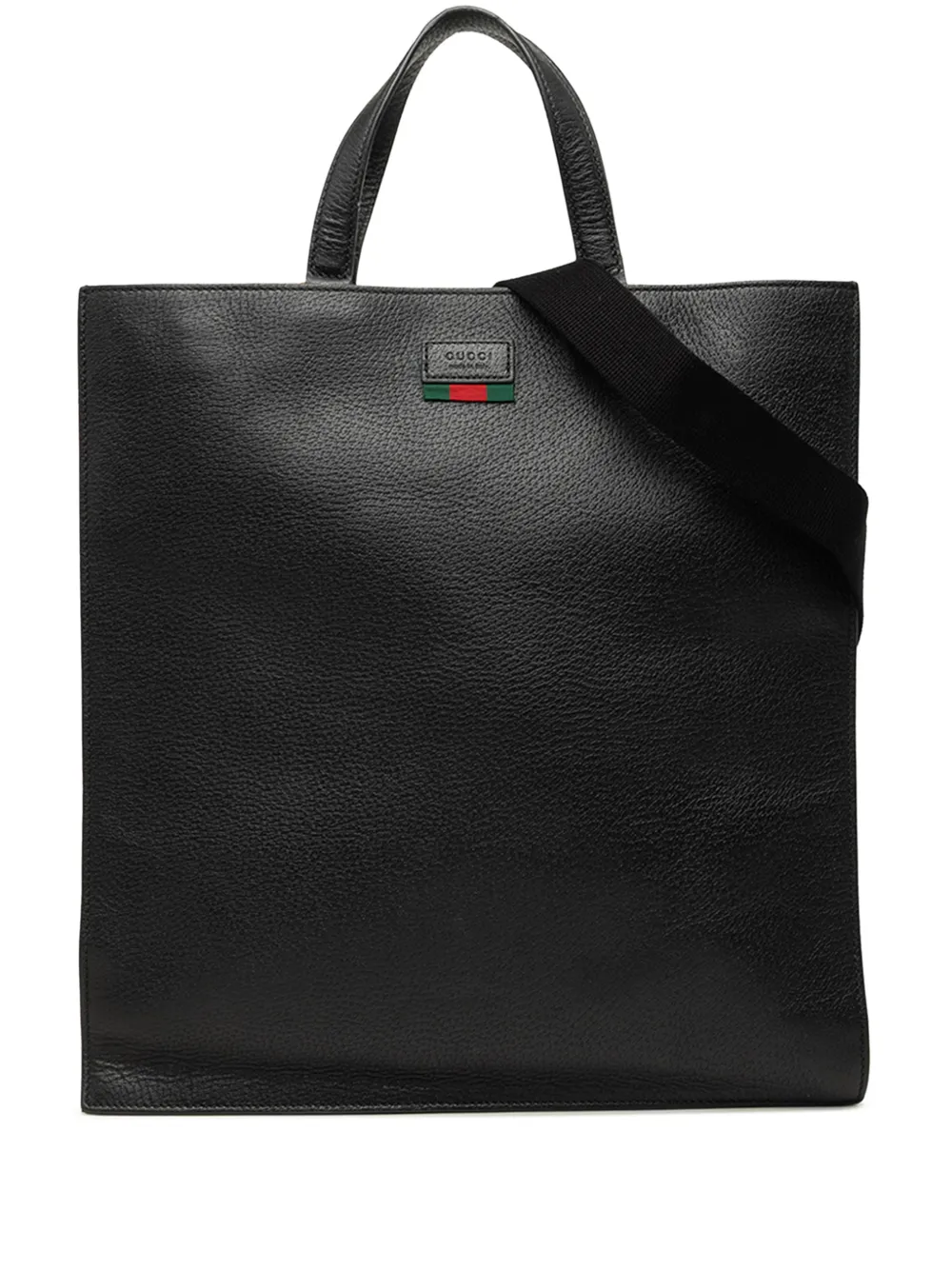 Gucci Pre-Owned 2000-2015 Grained Calfskin Web Vertical Tote satchel - Nero