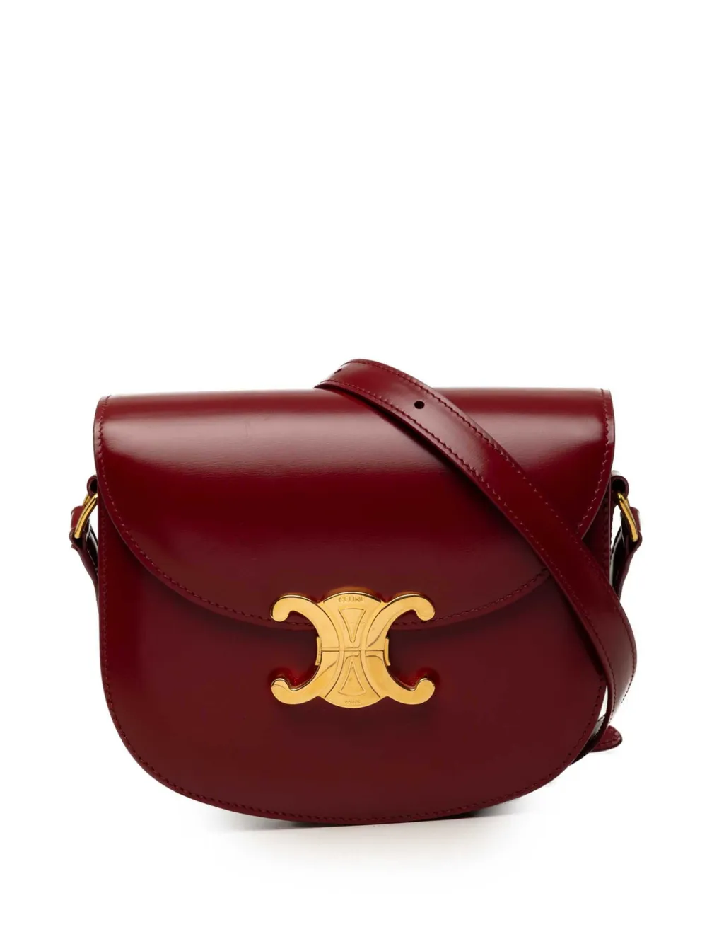 Celine Pre-Owned 2022 Teen Shiny Calfskin Triomphe Besace Clea crossbody bag - Rosso
