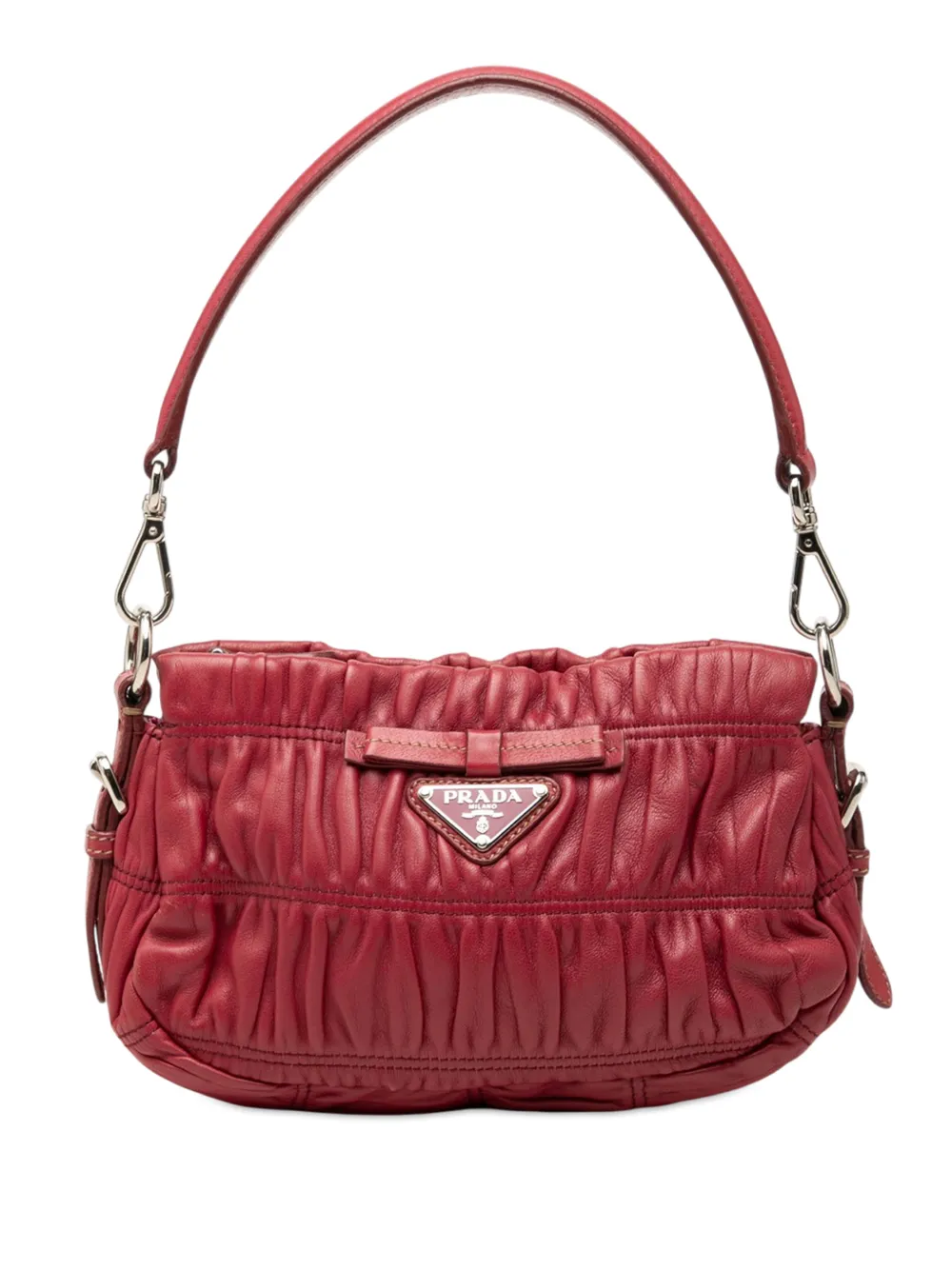 Prada Pre-Owned 2013-2026 Mini Nappa Gaufre Bow shoulder bag - Rosso