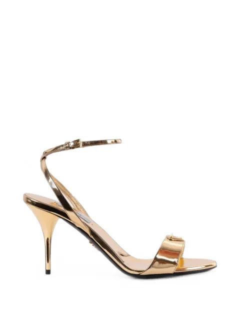 Prada logo-plaque metallic sandals