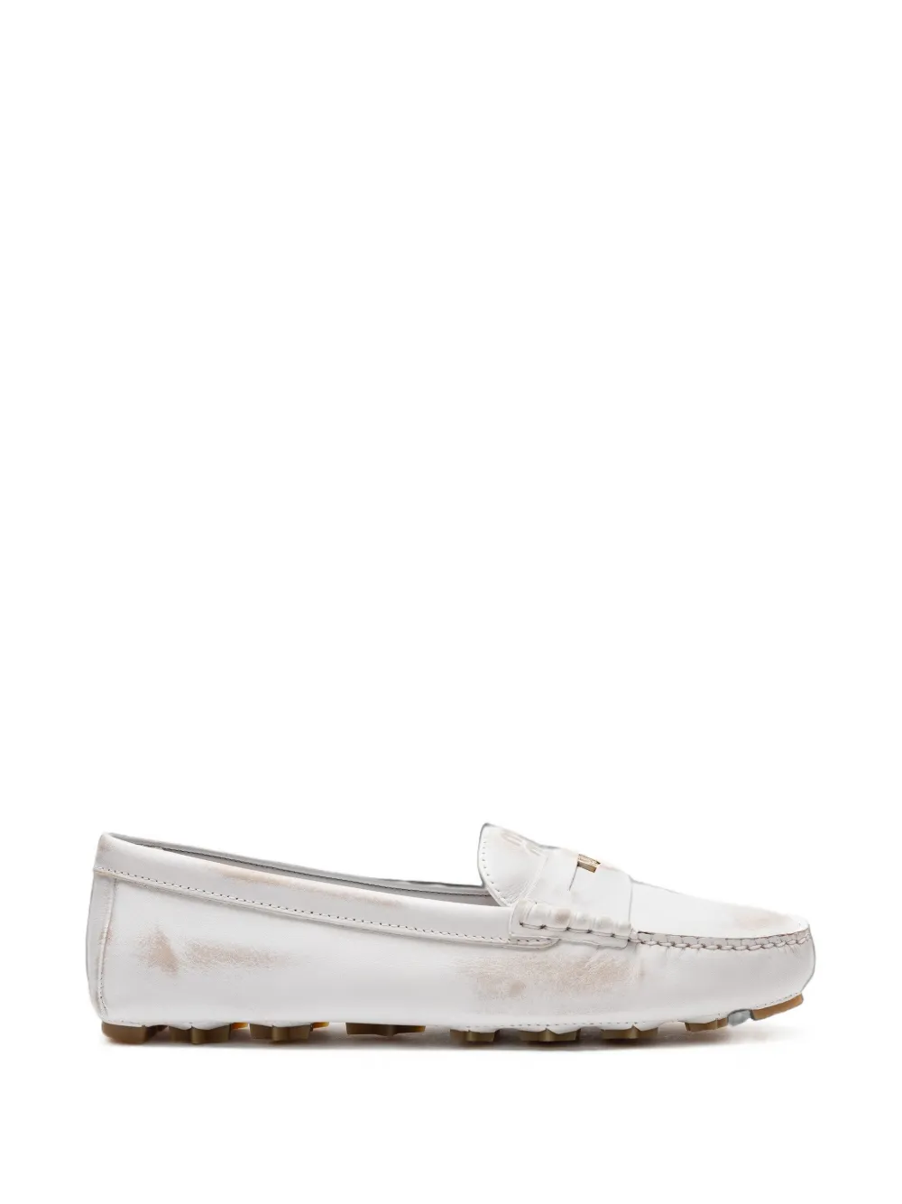 Miu Miu distressed-effect loafers - Bianco