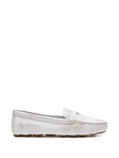 distressed-effect loafers